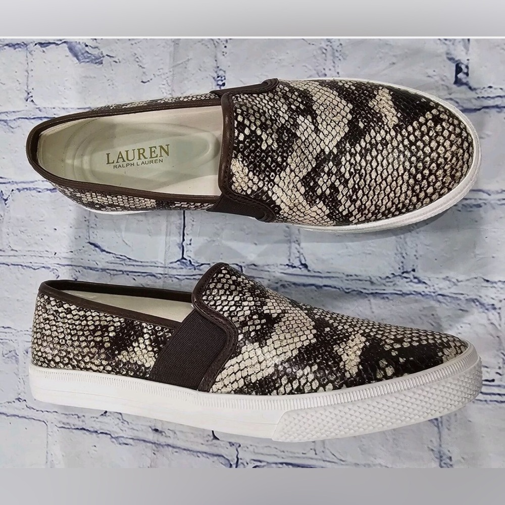 Ralph Lauren women’s Jinny slip-on sneakers python size 9.5